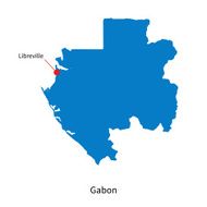 Detailed vector map of Gabon and capital city Libreville N2