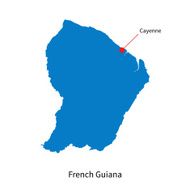 Detailed vector map of French Guiana and capital city Cayenne N2