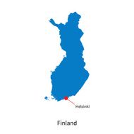 Detailed vector map of Finland and capital city Helsinki N2