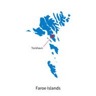 Detailed vector map of Faroe Islands and capital city Torshavn N2