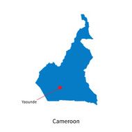 Detailed vector map of Cameroon and capital city Yaounde N2