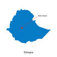 Detailed vector map of Ethiopia and capital city Addis Ababa N2
