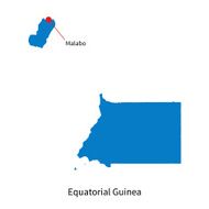 Detailed vector map of Equatorial Guinea and capital city Malabo N2