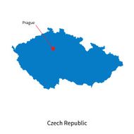 Detailed vector map of Czech Republic and capital city Prague N2