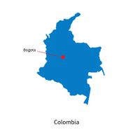 Detailed vector map of Colombia and capital city Bogota N2