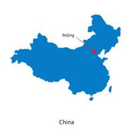Detailed vector map of China and capital city Beijing N2