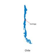 Detailed vector map of Chile and capital city Santiago N2