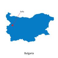 Detailed vector map of Bulgaria and capital city Sofia N2