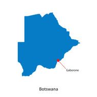 Detailed vector map of Botswana and capital city Gaborone N2