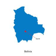 Detailed vector map of Bolivia and capital city Sucre N2
