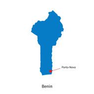 Detailed vector map of Benin and capital city Porto-Novo N2