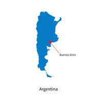 Detailed vector map of Argentina and capital city Buenos Aires N2