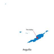 Detailed vector map of Anguilla and capital city The Valley N2