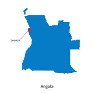 Detailed vector map of Angola and capital city Luanda N2