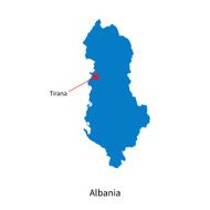 Detailed vector map of Albania and capital city Tirana N2