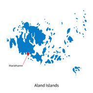 Detailed vector map of Aland Islands and capital city Mariehamn N2