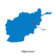 Detailed vector map of Afghanistan and capital city Kabul N2