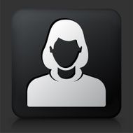 Black Square Button with Woman Face N17