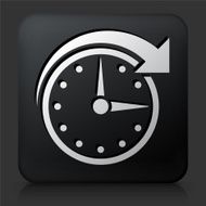 Black Square Button with Clock Time Icon