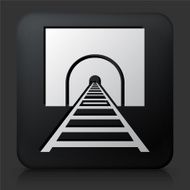 Black Square Button with Train Tracks Icon N2