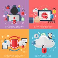 Flat design concepts for hacker activity data protection internet security