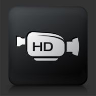 Black Square Button with Film Camera Icon N6