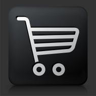 Black Square Button with Shopping Cart N2