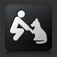 Black Square Button with Pet Friendship Icon