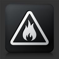 Black Square Button with Inflammable Icon
