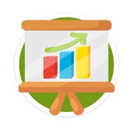 Vector Business Growing Graph Presentation Flat Round Icon