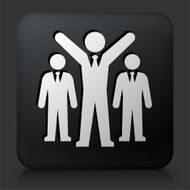 Black Square Button with Happy Businessmen