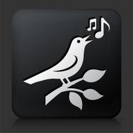 Black Square Button with Bird Icon N5