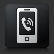 Black Square Button with Telephone Icon N8