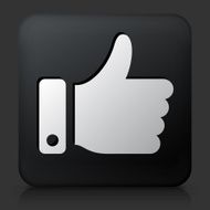 Black Square Button with Thumbs Up Icon N4