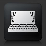 Black Square Button with Movie Theatre Icon N3