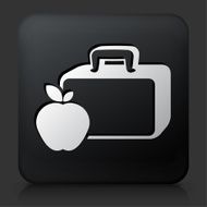 Black Square Button with Lunch Box &amp; Apple Icon