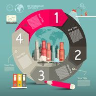 Infographics Vector Template - Layout with City