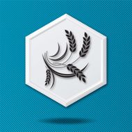 White 3D Hexagon Icon On a Blue Background With Wheat N2