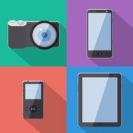 Flat Style Gadgets With Long Shadow Vector Set