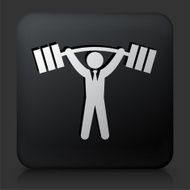 Black Square Button with Businessman Lifting Weights