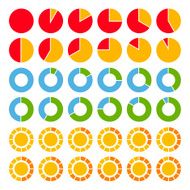 Set of brightly colored pie charts