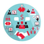 Flat business elements Partnership money earning success concept