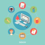 Design concept isometric and flat icons vector illustration