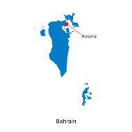 Detailed vector map of Bahrain and capital city Manama N2