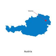 Detailed vector map of Austria and capital city Vienna N2