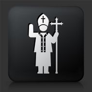 Black Square Button with Pope Icon
