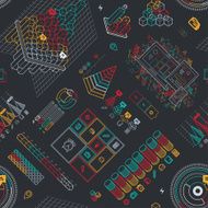 Line UI Infographic Seamless Pattern