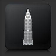 Black Square Button with Skyscraper Icon N5