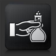 Black Square Button with Chemical Reaction Icon