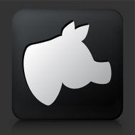 Black Square Button with Pig Head Icon